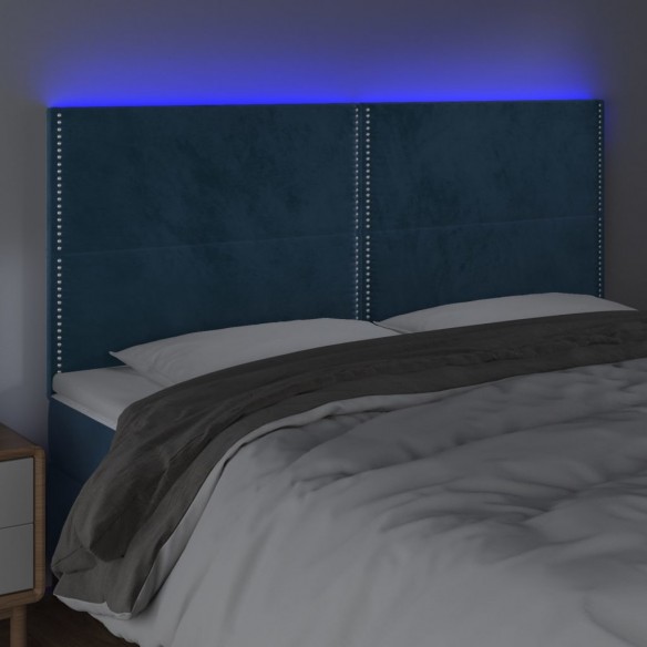 Tête de lit à LED Bleu foncé 180x5x118/128 cm Velours