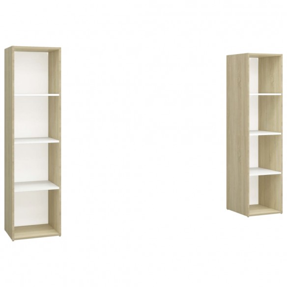 Meubles TV 2pcs Blanc et chêne sonoma 142,5x35x36,5cm Aggloméré