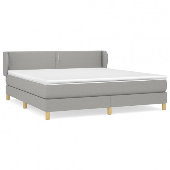 Cadre de lit avec matelas Gris clair 160x200cm Tissu