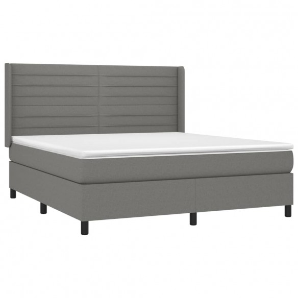 Cadre de lit avec matelas Gris foncé 160x200cm Tissu