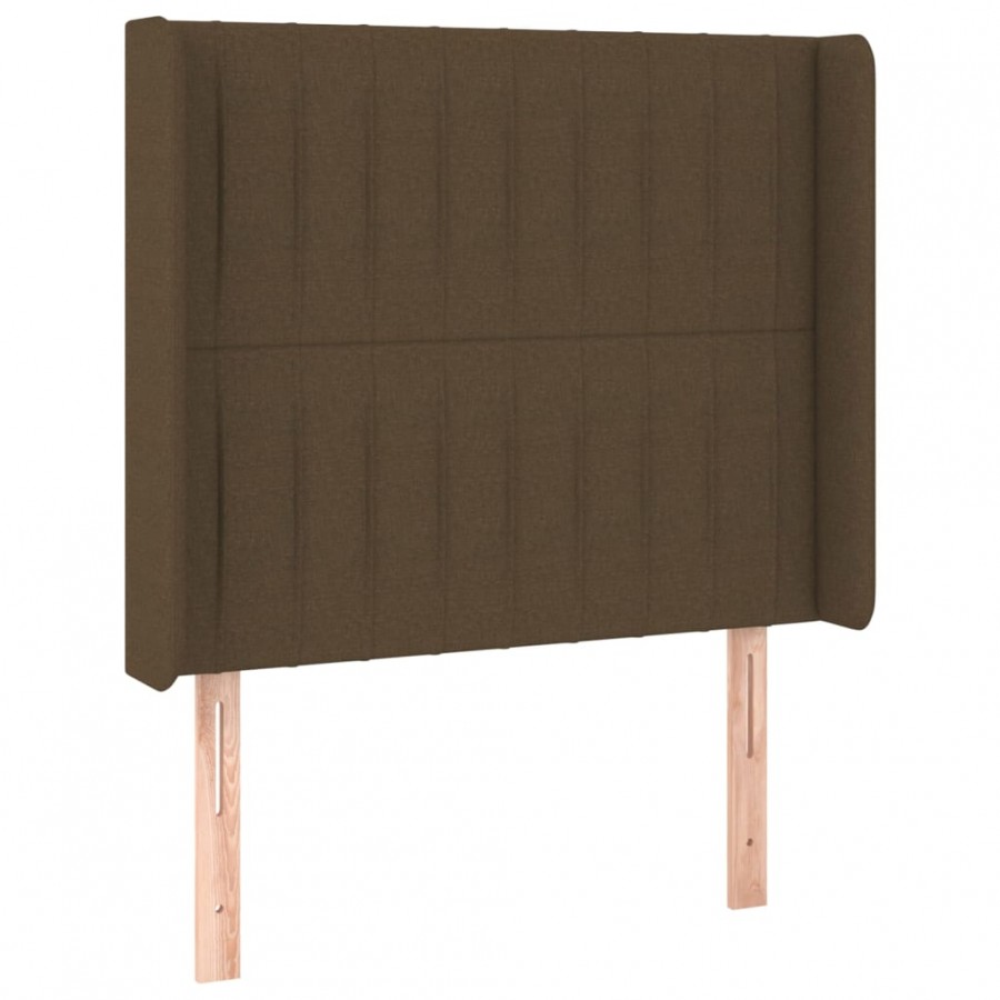 Tête de lit avec oreilles Marron foncé 93x16x118/128 cm Tissu