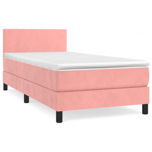 Cadre de lit avec matelas Rose 90x190 cm Velours