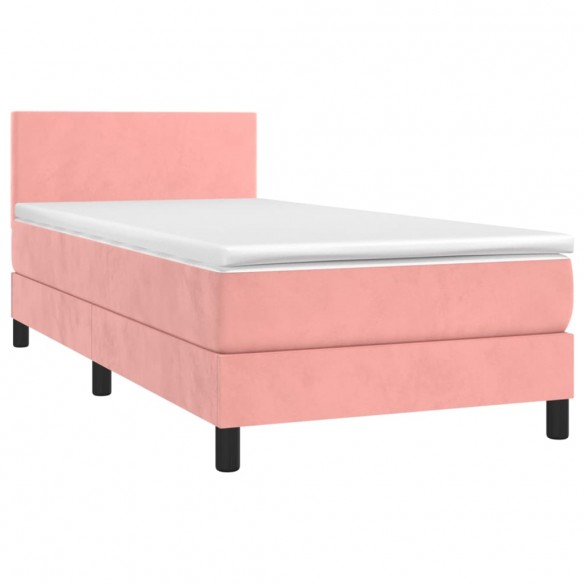 Cadre de lit avec matelas Rose 90x190 cm Velours