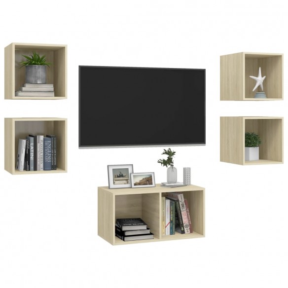 Ensemble de meuble TV 5 pcs Chêne sonoma Aggloméré