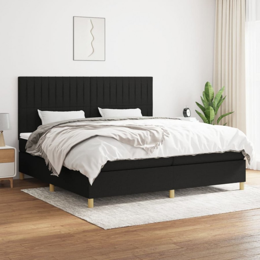 Cadre de lit avec matelas Noir 200x200 cm Tissu