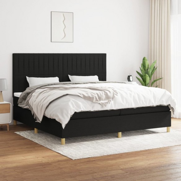 Cadre de lit avec matelas Noir 200x200 cm Tissu