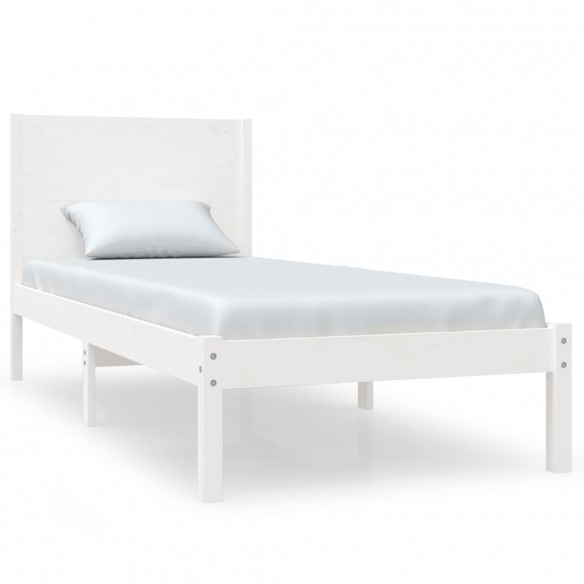 Cadre de lit Blanc Bois massif 75x190 cm Petit simple