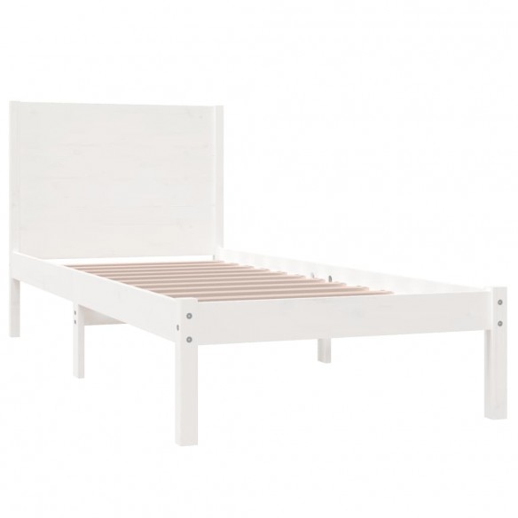 Cadre de lit Blanc Bois massif 75x190 cm Petit simple