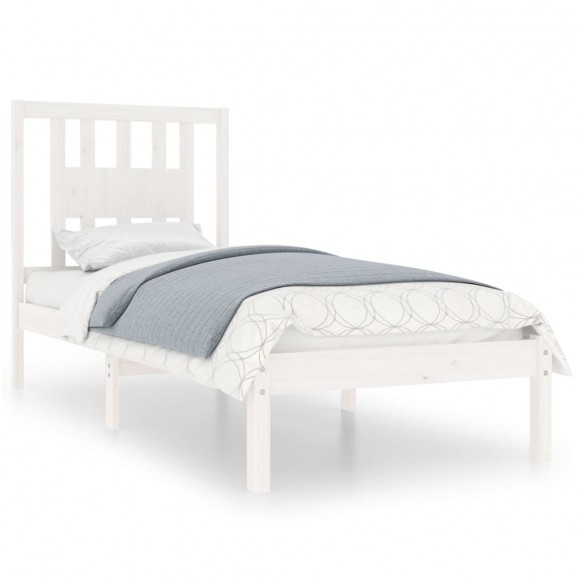 Cadre de lit Blanc Bois massif 75x190 cm Petit simple