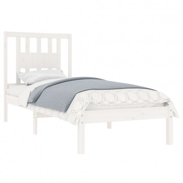 Cadre de lit Blanc Bois massif 75x190 cm Petit simple