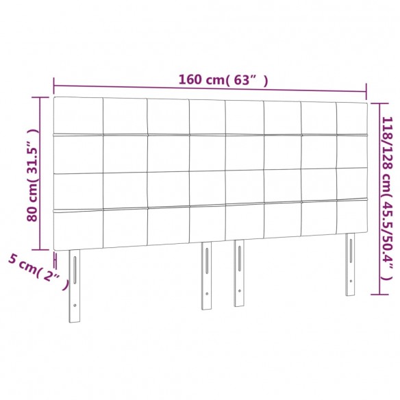 Tête de lit à LED Gris foncé 160x5x118/128 cm Velours