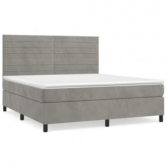 Cadre de lit et matelas Gris clair 180x200cm Velours