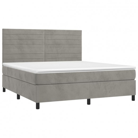 Cadre de lit et matelas Gris clair 180x200cm Velours