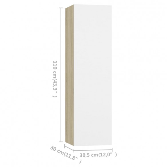 Meubles TV 4 pcs Blanc et chêne sonoma 30,5x30x110 cm Aggloméré