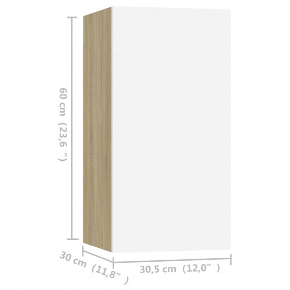 Meubles TV 4 pcs Blanc et chêne sonoma 30,5x30x60 cm Aggloméré