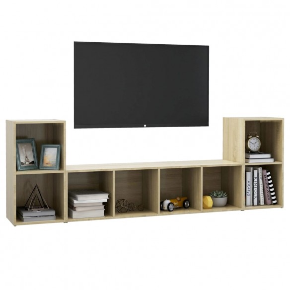 Ensemble de meubles TV 3 pcs Chêne sonoma Aggloméré