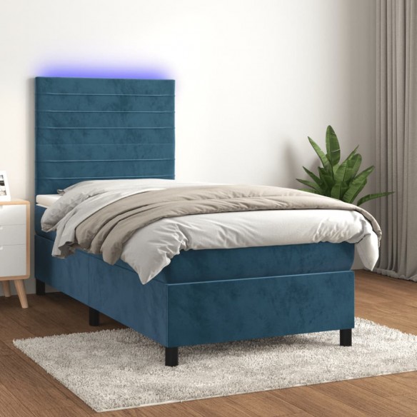 Cadre de lit matelas LED Bleu foncé 80x200cm Velours