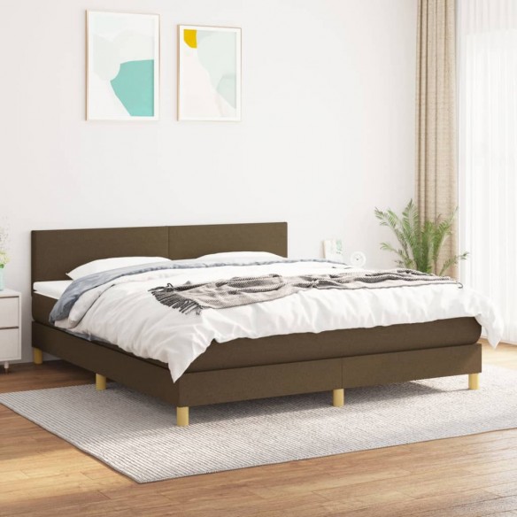 Cadre de lit avec matelas Marron foncé 160x200 cm