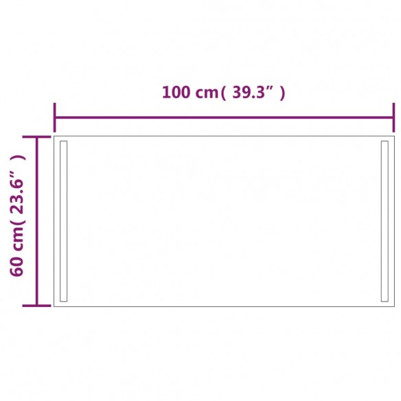 Miroir de salle de bain à LED 100x60 cm