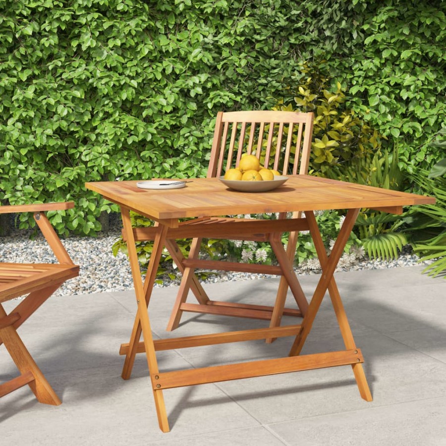 Table pliable de jardin 90x90x75 cm bois d'acacia solide