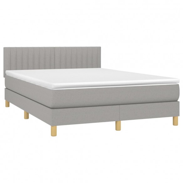 Cadre de lit et matelas et LED Gris clair 140x190 cm