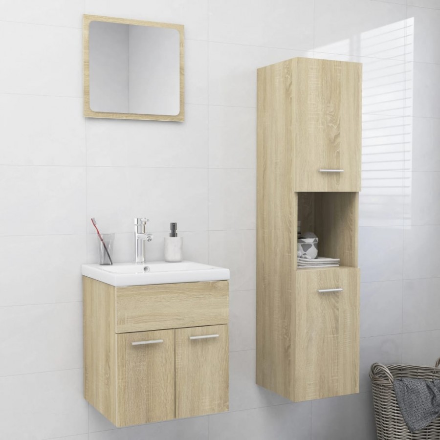 Ensemble de meubles de salle de bain Chêne sonoma Aggloméré