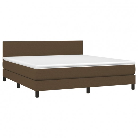 Cadre de lit matelas et LED Marron foncé 160x200 cm