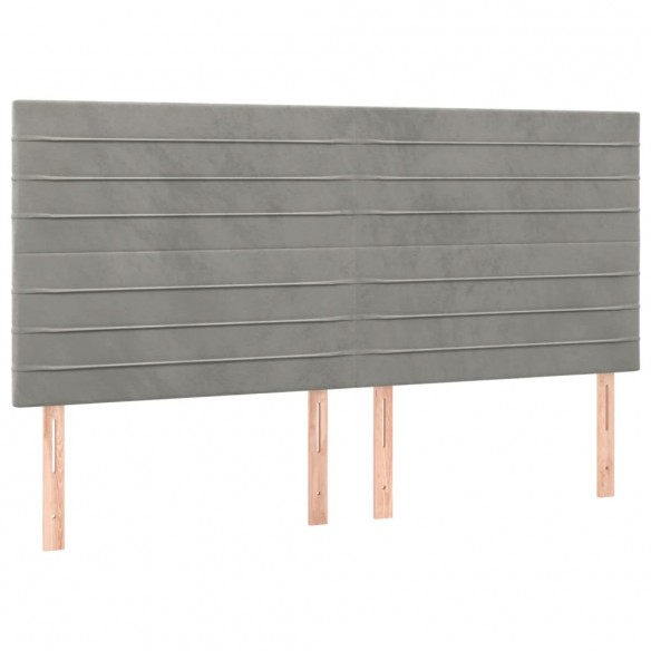 Têtes de lit 4 pcs Gris clair 90x5x78/88 cm Velours