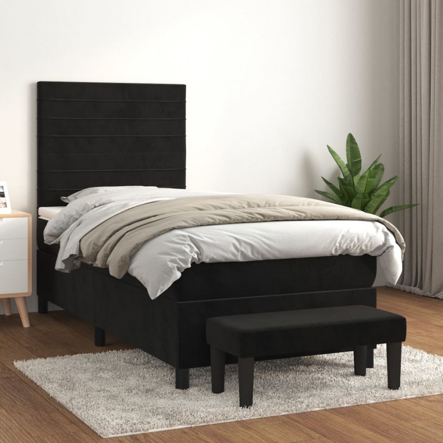 Cadre de lit et matelas Noir 80x200 cm Velours