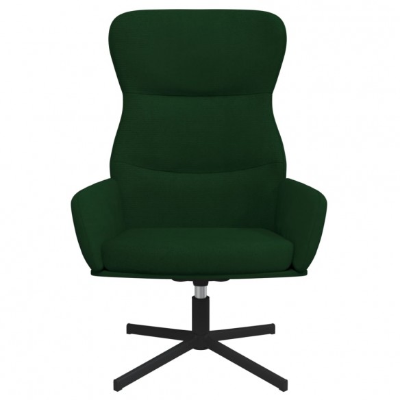 Chaise de relaxation avec tabouret Vert foncé Velours