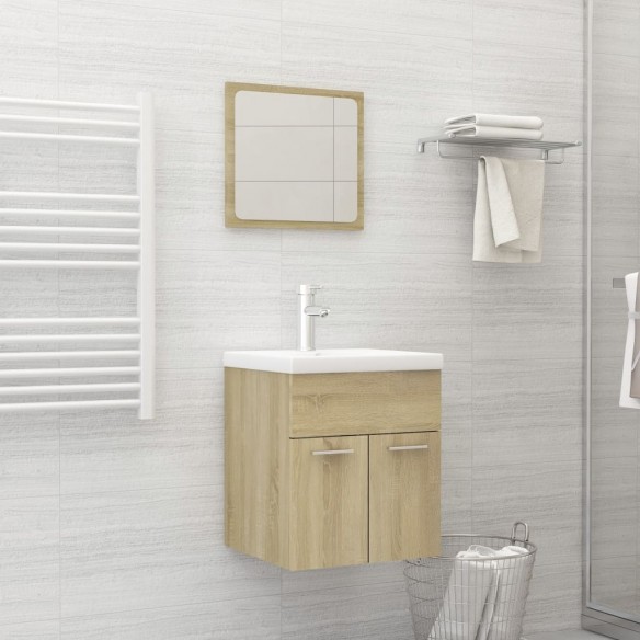 Ensemble de meubles de salle de bain Chêne sonoma Aggloméré