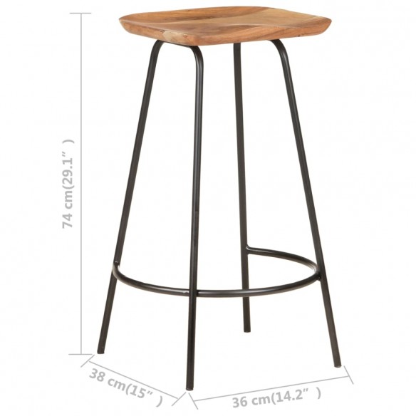 Tabourets de bar lot de 2 bois d'acacia solide