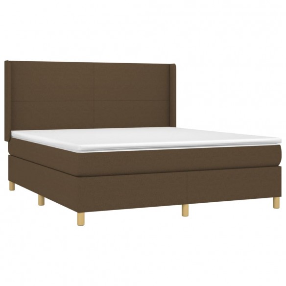 Cadre de lit matelas et LED Marron foncé 180x200cm