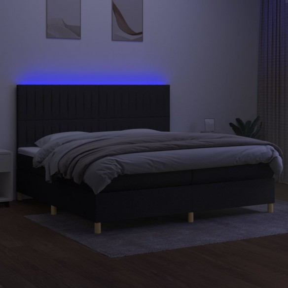 Cadre de lit et matelas et LED Noir 200x200 cm Tissu