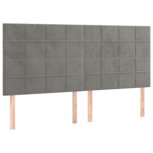 Têtes de lit 4 pcs Gris clair 80x5x78/88 cm Velours