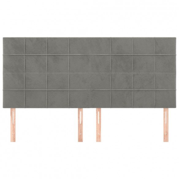 Têtes de lit 4 pcs Gris clair 80x5x78/88 cm Velours