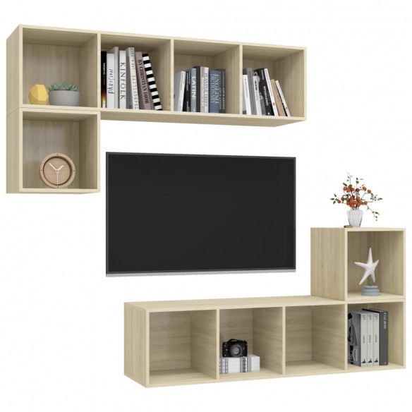 Ensemble de meuble TV 4 pcs Chêne sonoma Aggloméré