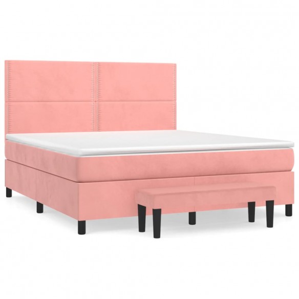 Cadre de lit avec matelas Rose 160x200 cm Velours