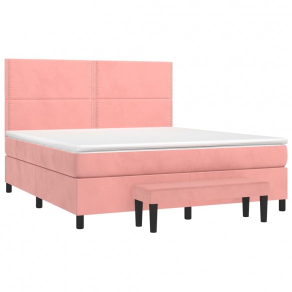 Cadre de lit avec matelas Rose 160x200 cm Velours