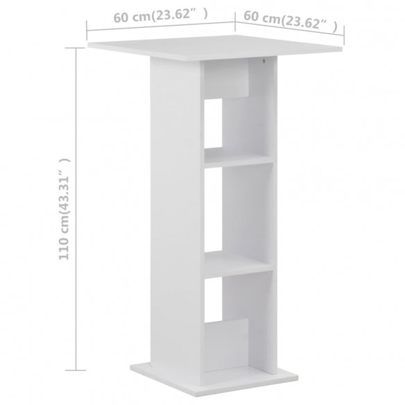 Table de bar Blanc 60x60x110 cm