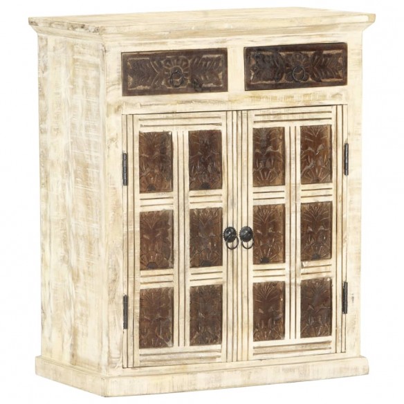 Buffet Blanc 65x30x75 cm Bois de manguier massif