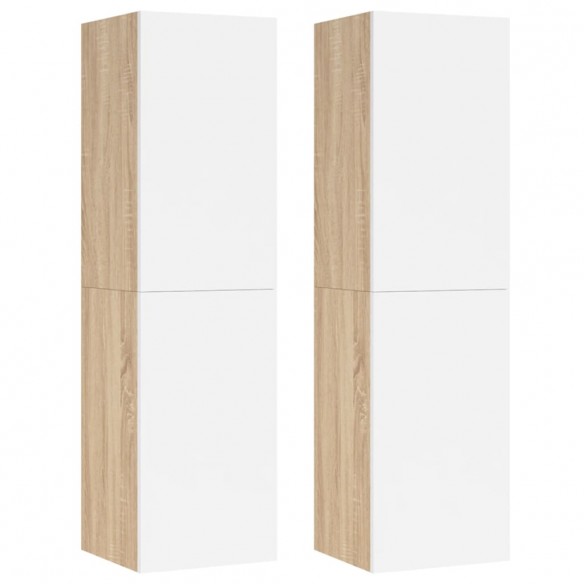 Meubles TV 2 pcs Blanc et chêne sonoma 30,5x30x110 cm Aggloméré