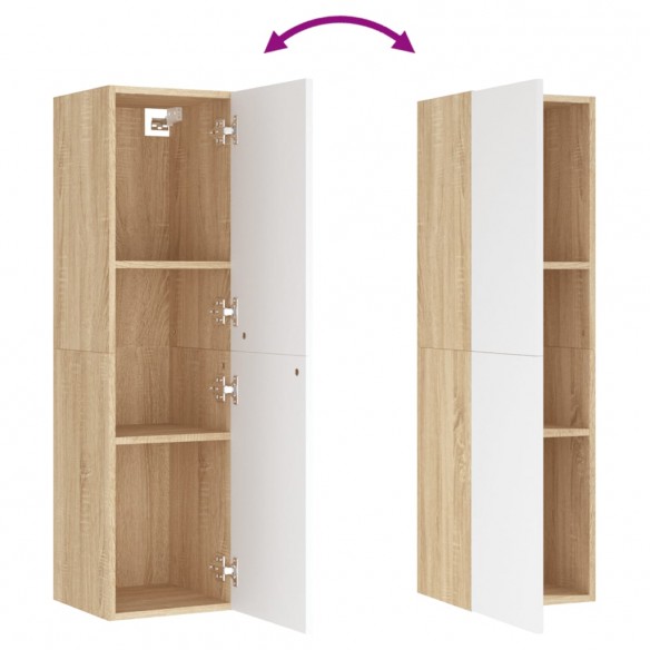 Meubles TV 2 pcs Blanc et chêne sonoma 30,5x30x110 cm Aggloméré