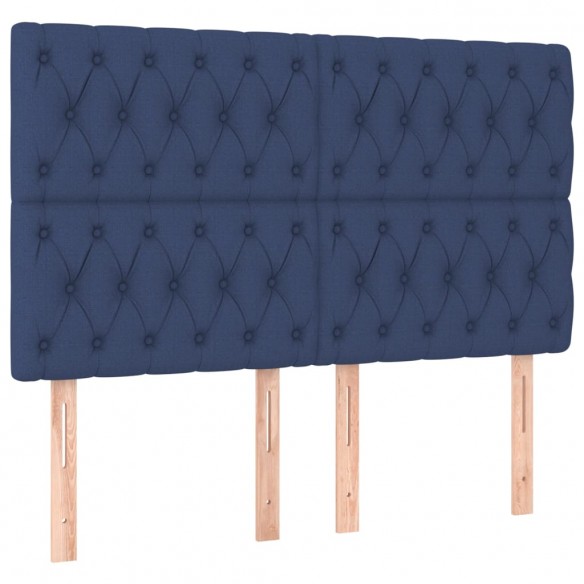 Cadre de lit avec matelas Bleu 140x190 cm Tissu