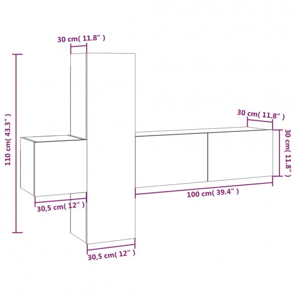 Ensemble de meubles TV 3 pcs Chêne marron Bois d'ingénierie