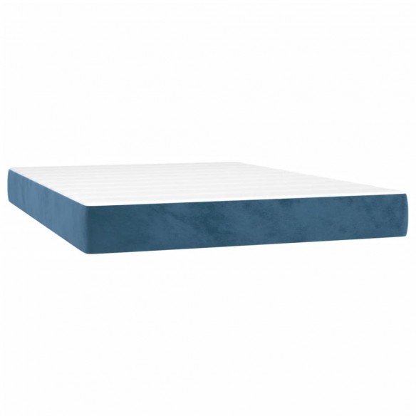 Cadre de lit avec matelas LED Bleu foncé 140x190 cm