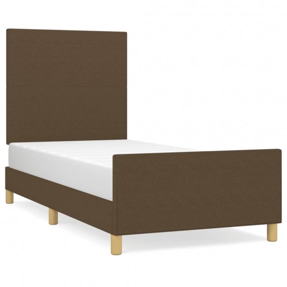 Cadre de lit avec tête de lit Marron foncé 90x190 cm Tissu