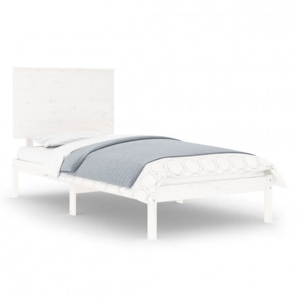 Cadre de lit Blanc Bois massif 90x190 cm Simple