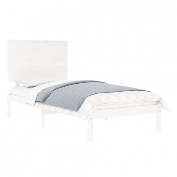 Cadre de lit Blanc Bois massif 90x190 cm Simple