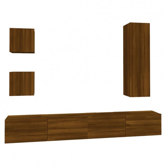 Ensemble de meubles TV 5 pcs Chêne marron Bois d'ingénierie